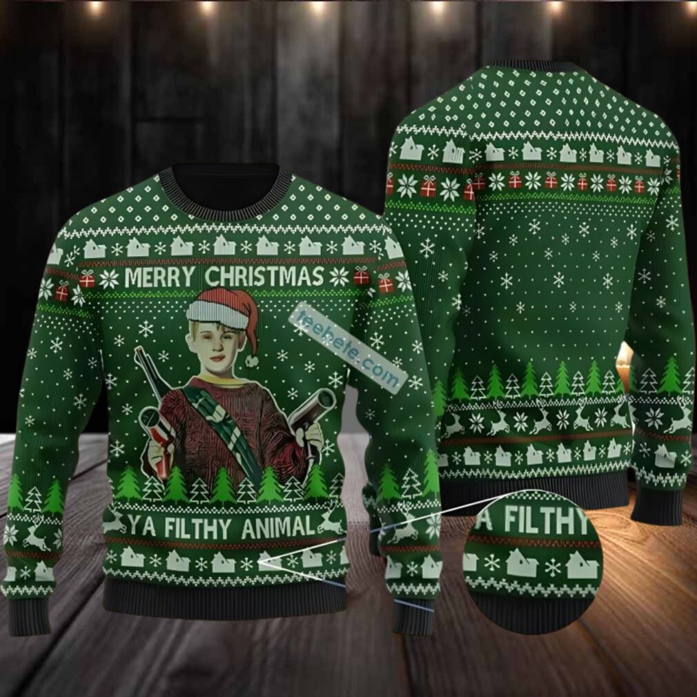 Merry Christmas Home Alone Christmas Vacation Ugly Sweater Green Black Merry Christmas Home Alone Christmas Vacation Ugly Sweater Green Black