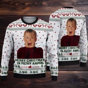 Merry Christmas You Filthy Animal Home Alone Ugly Sweater Black White