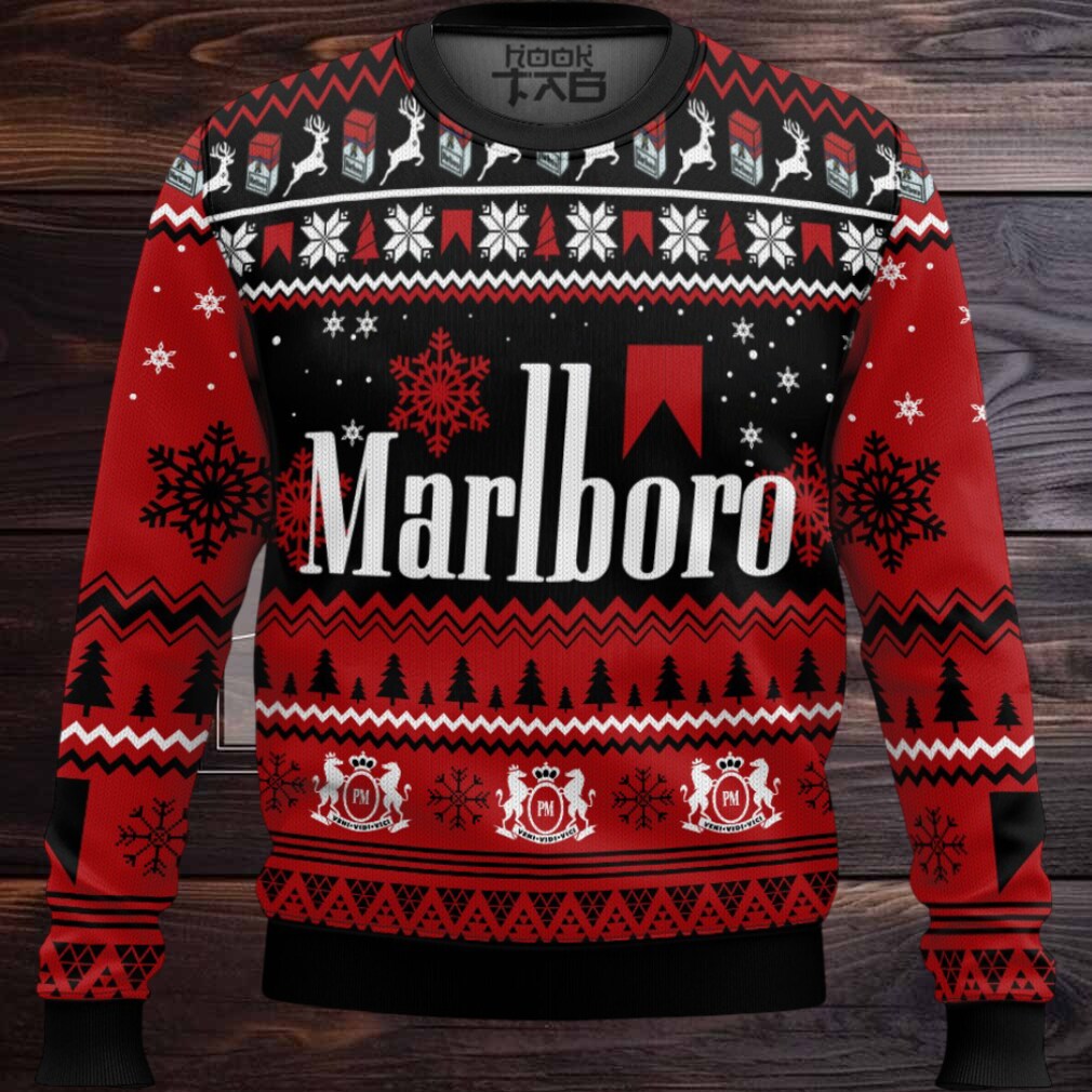 Merry Xmas Marlboro Cigarette Ugly Christmas Sweater Merry Xmas Marlboro Cigarette Ugly Christmas Sweater