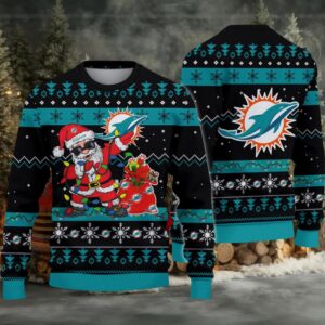 Miami Dolphins Santa Claus Ugly Christmas Sweater