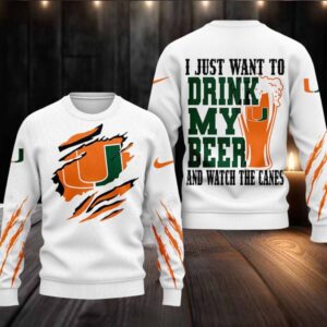 Miami Hurricanes NCAA I Just Want To Drink My Beer And Watch Aggies Ugy Christmas Sweater