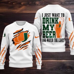 Miami Hurricanes NCAA I Just Want To Drink My Beer And Watch Aggies Ugy Christmas Sweater