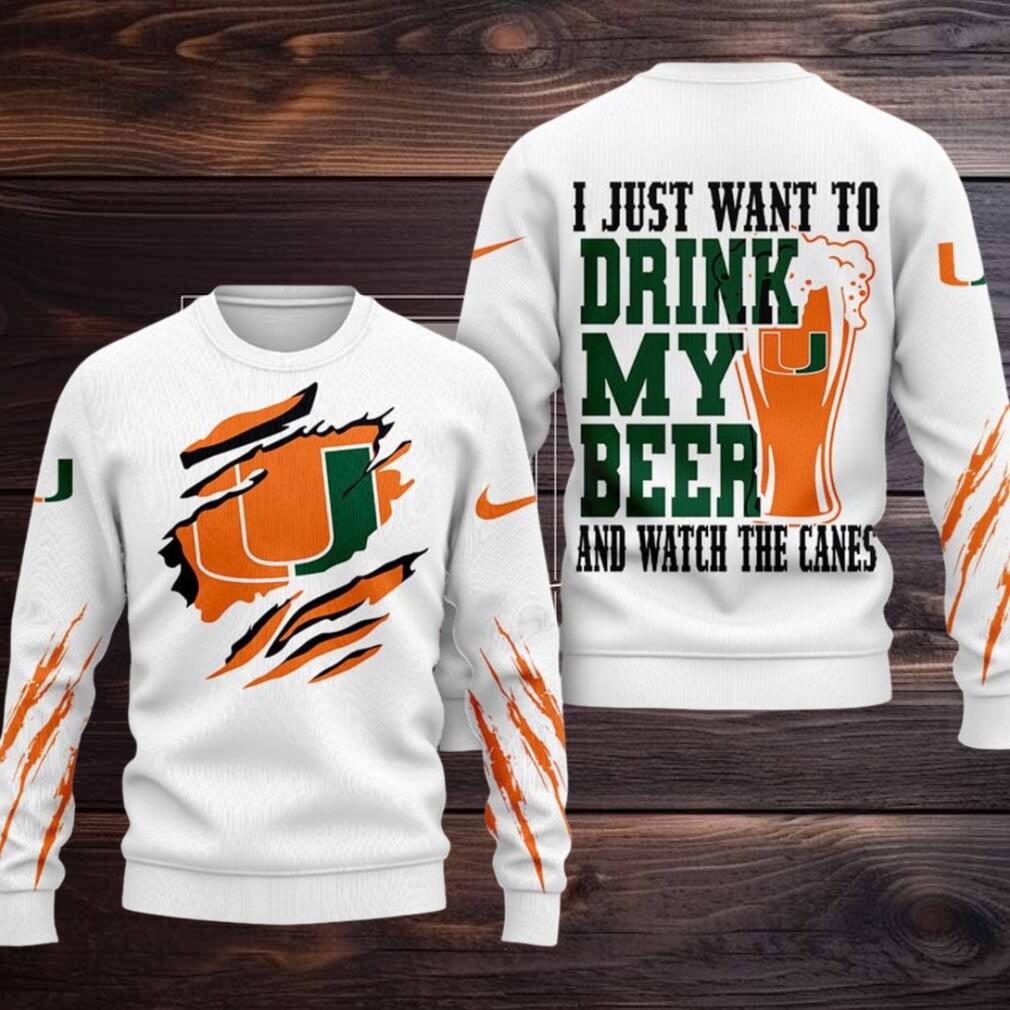 Miami Hurricanes NCAA I Just Want To Drink My Beer And Watch Aggies Ugy Christmas Sweater Miami Hurricanes NCAA I Just Want To Drink My Beer And Watch Aggies Ugy Christmas Sweater