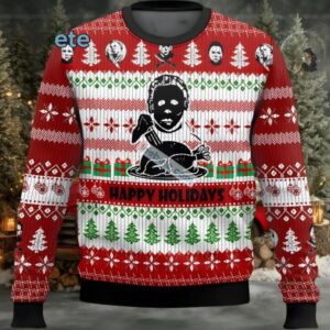 Michael Myers Chicken Ugly Xmas Sweaters Red White Funny