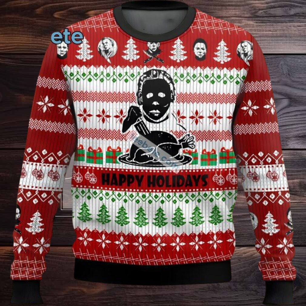 Michael Myers Chicken Ugly Xmas Sweaters Red White Funny Michael Myers Chicken Ugly Xmas Sweaters Red White Funny