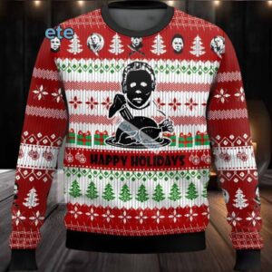 Michael Myers Chicken Ugly Xmas Sweaters Red White Funny