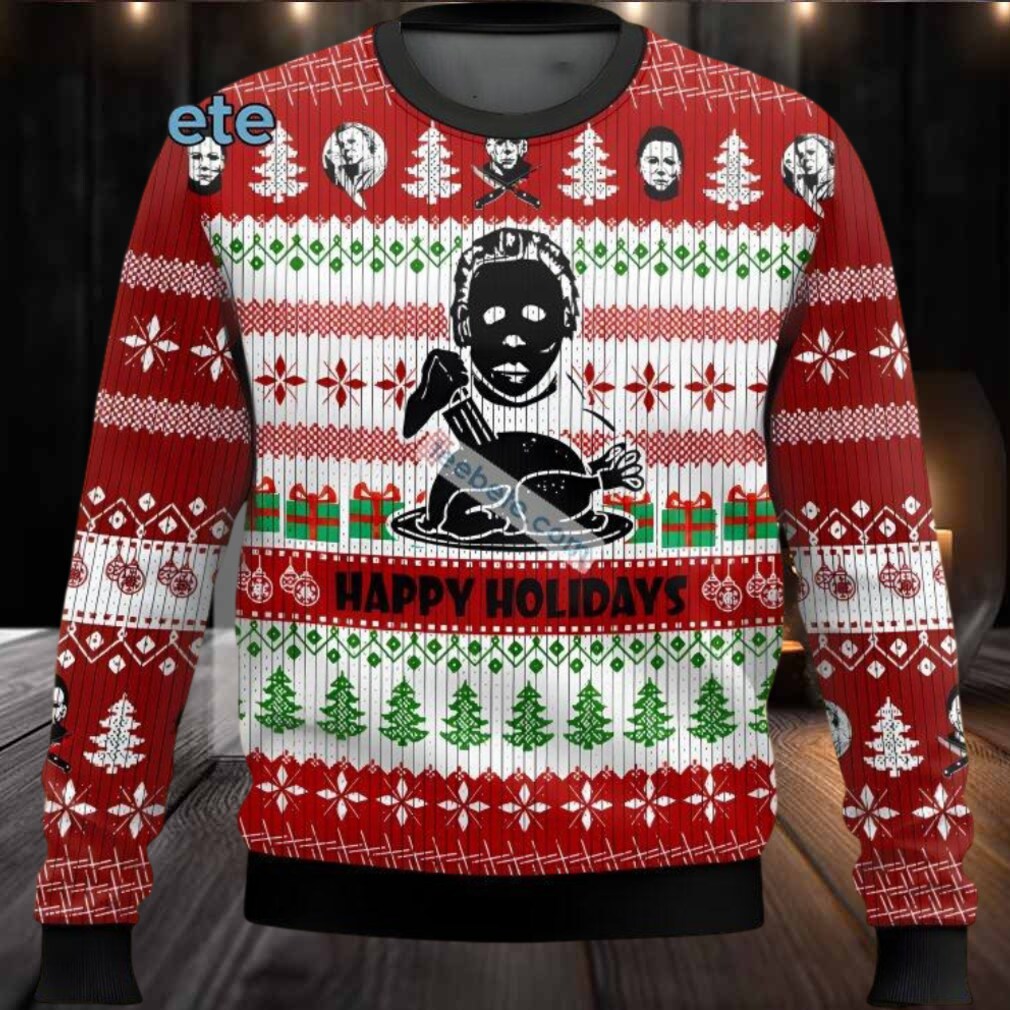 Michael Myers Chicken Ugly Xmas Sweaters Red White Funny Michael Myers Chicken Ugly Xmas Sweaters Red White Funny