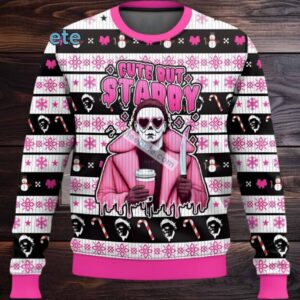 Michael Myers Cute But Stabby Ugly Christmas Sweaters Couples Red Black Pink