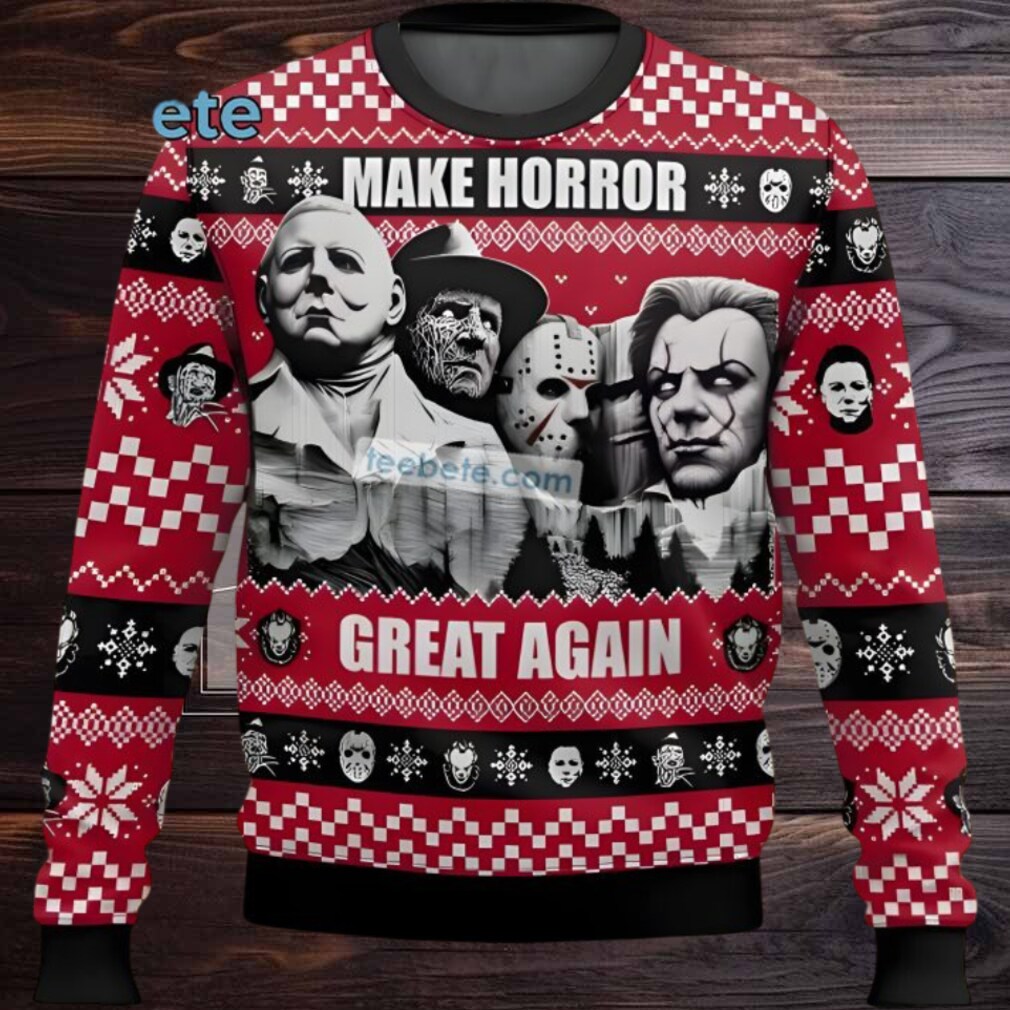 Michael Myers Freddy Krueger Make Horror Great Again Ugly Christmas Sweaters Couples Red Michael Myers Freddy Krueger Make Horror Great Again Ugly Christmas Sweaters Couples Red