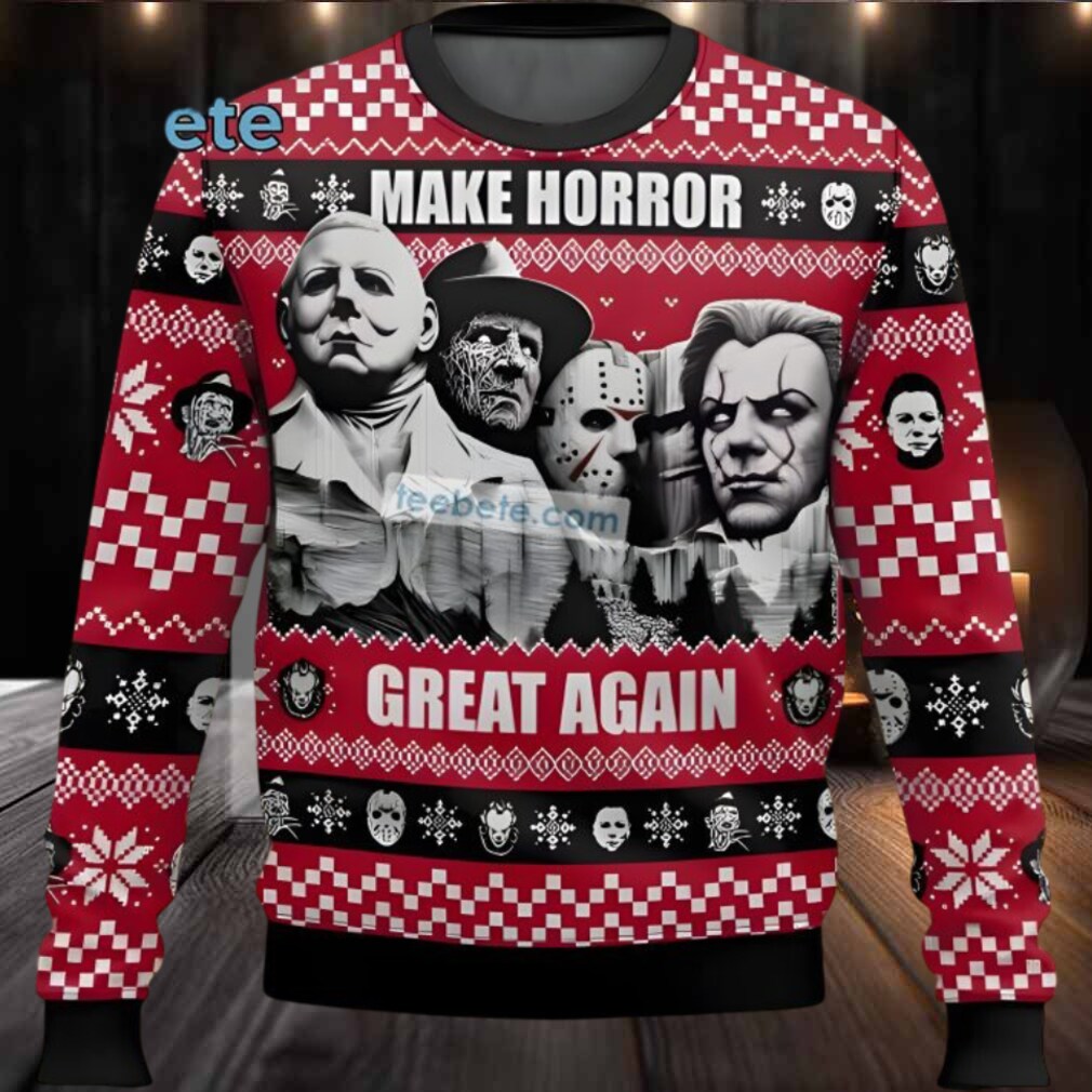 Michael Myers Freddy Krueger Make Horror Great Again Ugly Christmas Sweaters Couples Red Michael Myers Freddy Krueger Make Horror Great Again Ugly Christmas Sweaters Couples Red