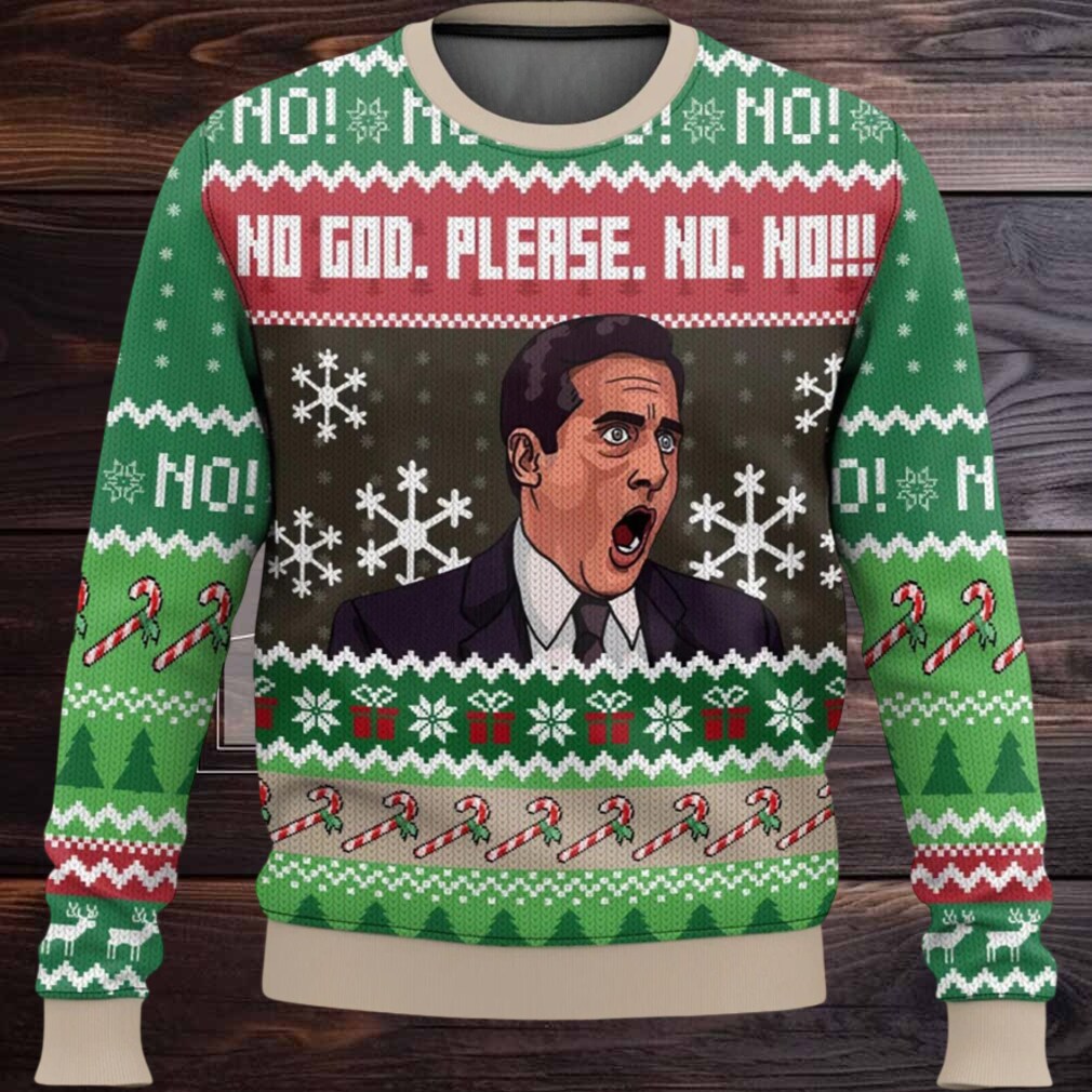 Michael Scott No God Please No Ugly Christmas Sweater Michael Scott No God Please No Ugly Christmas Sweater