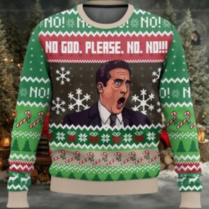 Michael Scott No God Please No Ugly Christmas Sweater