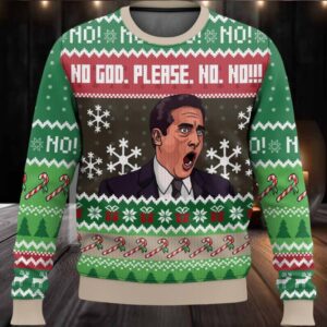 Michael Scott No God Please No Ugly Christmas Sweater
