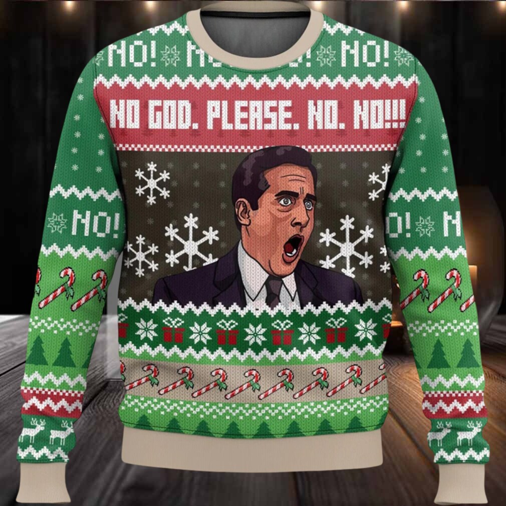Michael Scott No God Please No Ugly Christmas Sweater Michael Scott No God Please No Ugly Christmas Sweater