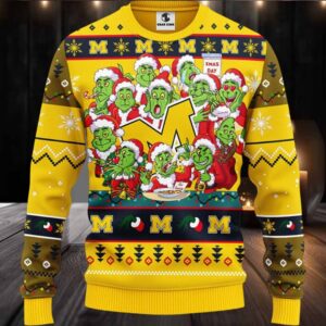 Michigan Wolverines 12 Grinch Xmas Day Ugly Christmas Sweater