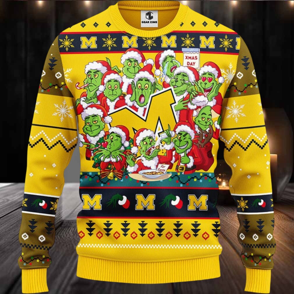 Michigan Wolverines 12 Grinch Xmas Day Ugly Christmas Sweater Michigan Wolverines 12 Grinch Xmas Day Ugly Christmas Sweater