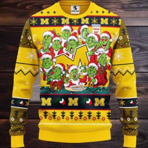 Michigan Wolverines 12 Grinch Xmas Day Ugly Christmas Sweater