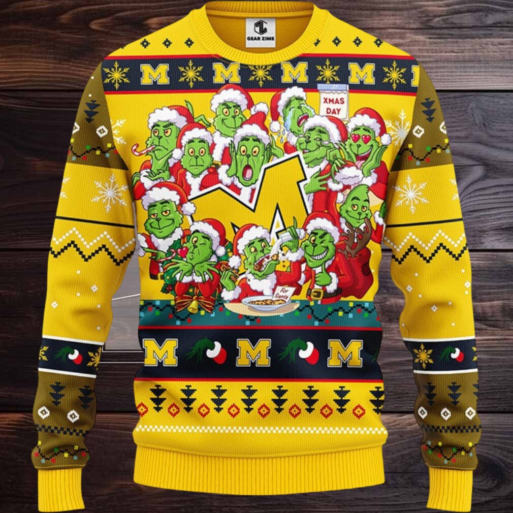 Michigan Wolverines 12 Grinch Xmas Day Ugly Christmas Sweater Michigan Wolverines 12 Grinch Xmas Day Ugly Christmas Sweater