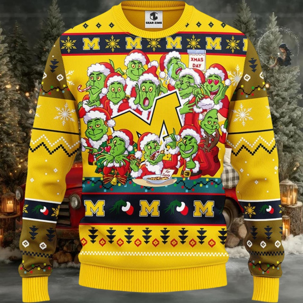 Michigan Wolverines 12 Grinch Xmas Day Ugly Christmas Sweater Michigan Wolverines 12 Grinch Xmas Day Ugly Christmas Sweater