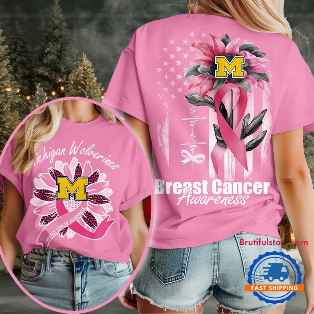 Michigan Wolverines 2025 NCAA Breast Cancer Sunflowers Unisex 3D Shirt Michigan Wolverines 2025 NCAA Breast Cancer Sunflowers Unisex 3D Shirt