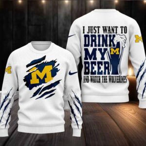 Michigan Wolverines NCAA I Just Want To Drink My Beer And Watch Aggies Ugy Christmas Sweater