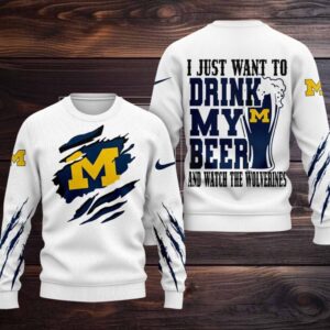 Michigan Wolverines NCAA I Just Want To Drink My Beer And Watch Aggies Ugy Christmas Sweater