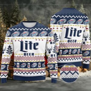Miller Lite Ugly Christmas Sweater Amazing Gift Funny Ugly Sweater