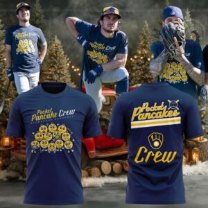 Milwaukee Brewers Pocket Pancake Crew Logo Two Sided Hoodie Shirt