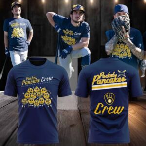 Milwaukee Brewers Pocket Pancake Crew Logo Two Sided Hoodie Shirt