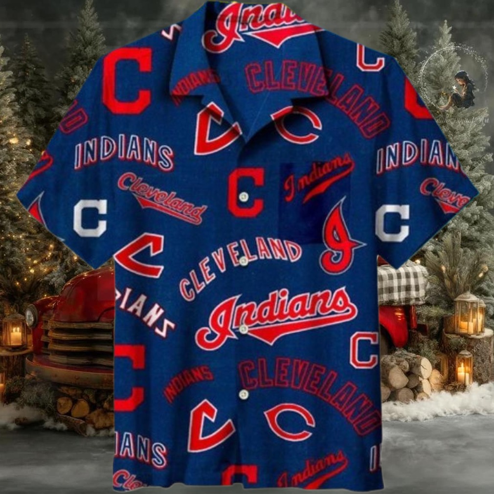 Mlb Cleveland Indians Logo Navy Theme Hawaiian Shirt Mlb Cleveland Indians Logo Navy Theme Hawaiian Shirt