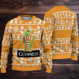 Mustard Orange Christmas Icons Stripe Guinness Beer Ugly Christmas Sweater