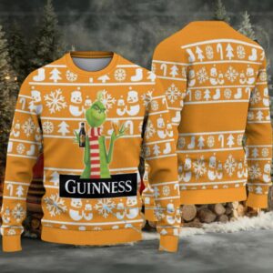 Mustard Orange Christmas Icons Stripe Guinness Beer Ugly Christmas Sweater