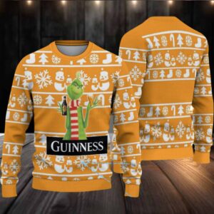 Mustard Orange Christmas Icons Stripe Guinness Beer Ugly Christmas Sweater