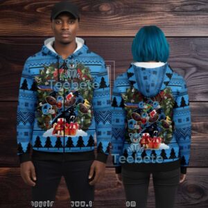 Carolina Panthers Christmas Tree 3D Ugly Hoodie Zip Up Carolina Panthers Christmas Tree 3D Ugly Hoodie Zip Up