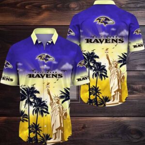 NFL Baltimore Ravens Hawaii Shirt Statue Of Liberty Aloha Shirt