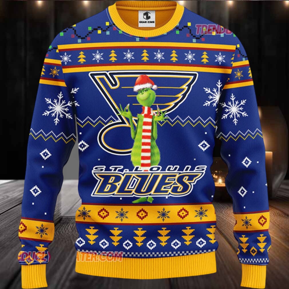 NHL St Louis Blues Funny Grinch Ugly Christmas Sweater NHL St Louis Blues Funny Grinch Ugly Christmas Sweater