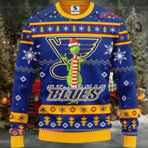 NHL St Louis Blues Funny Grinch Ugly Christmas Sweater