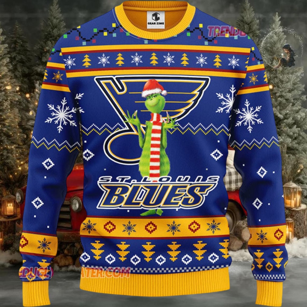NHL St Louis Blues Funny Grinch Ugly Christmas Sweater NHL St Louis Blues Funny Grinch Ugly Christmas Sweater