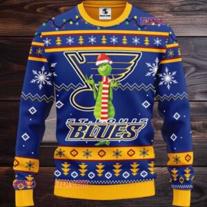 NHL St Louis Blues Funny Grinch Ugly Christmas Sweater