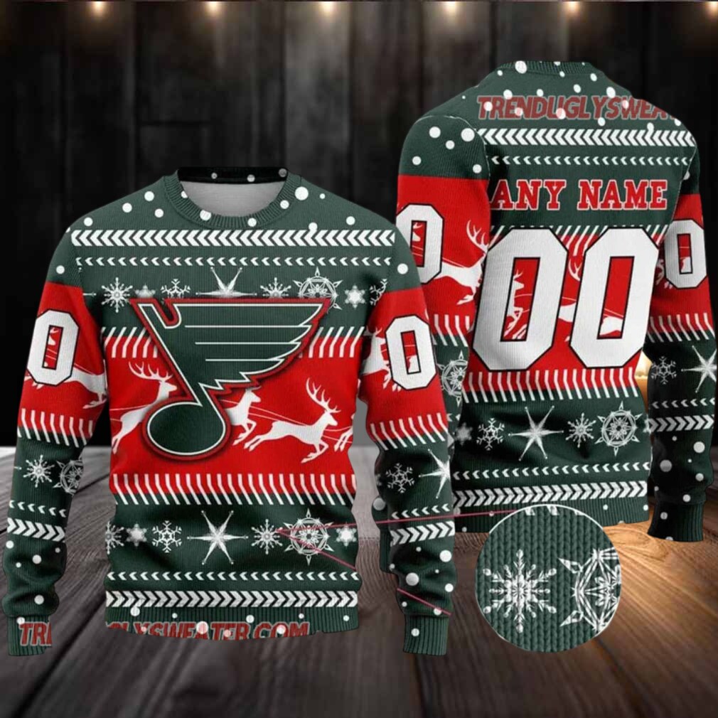 NHL St Louis Blues Personalized Name & Number Ugly Christmas Sweater NHL St Louis Blues Personalized Name & Number Ugly Christmas Sweater