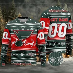 NHL St Louis Blues Personalized Name & Number Ugly Christmas Sweater