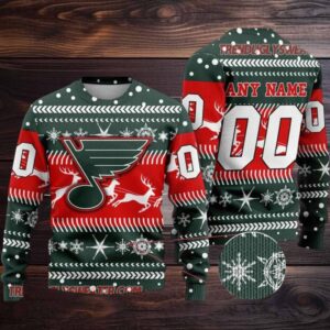 NHL St Louis Blues Personalized Name & Number Ugly Christmas Sweater
