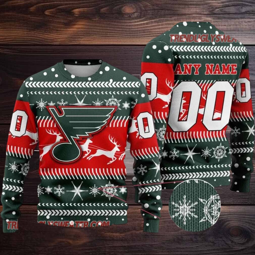 NHL St Louis Blues Personalized Name & Number Ugly Christmas Sweater NHL St Louis Blues Personalized Name & Number Ugly Christmas Sweater