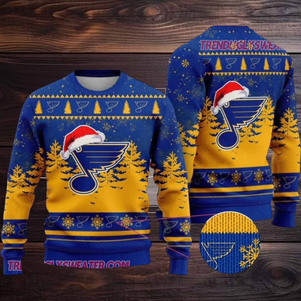 NHL St Louis Blues Santa Hat Ugly Christmas Sweater NHL St Louis Blues Santa Hat Ugly Christmas Sweater