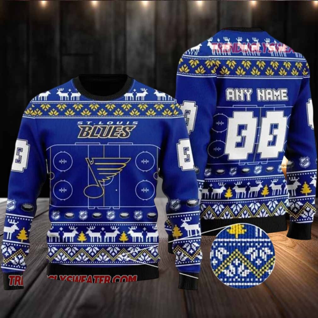 NHL St Louis Blues Winter Ice Rink Personalized Name & Number Ugly Christmas Sweater NHL St Louis Blues Winter Ice Rink Personalized Name & Number Ugly Christmas Sweater