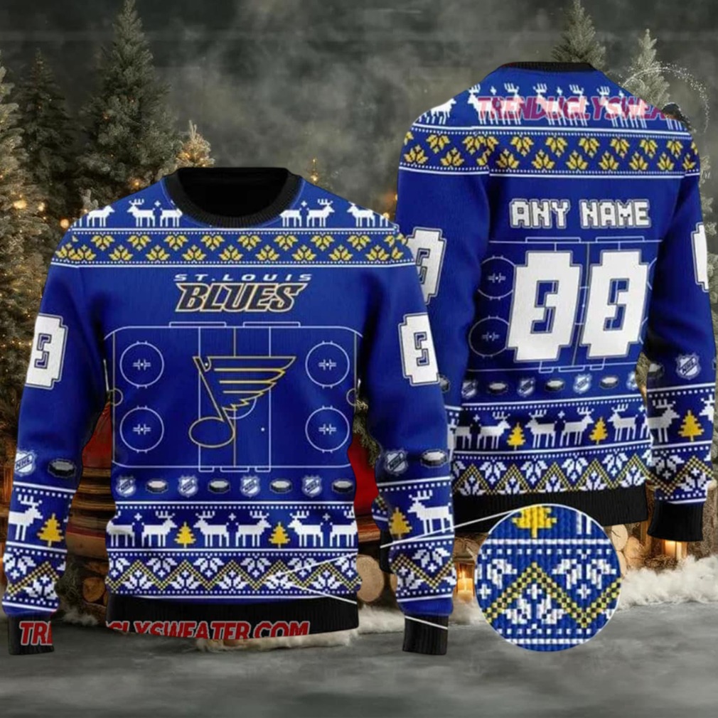 NHL St Louis Blues Winter Ice Rink Personalized Name & Number Ugly Christmas Sweater NHL St Louis Blues Winter Ice Rink Personalized Name & Number Ugly Christmas Sweater
