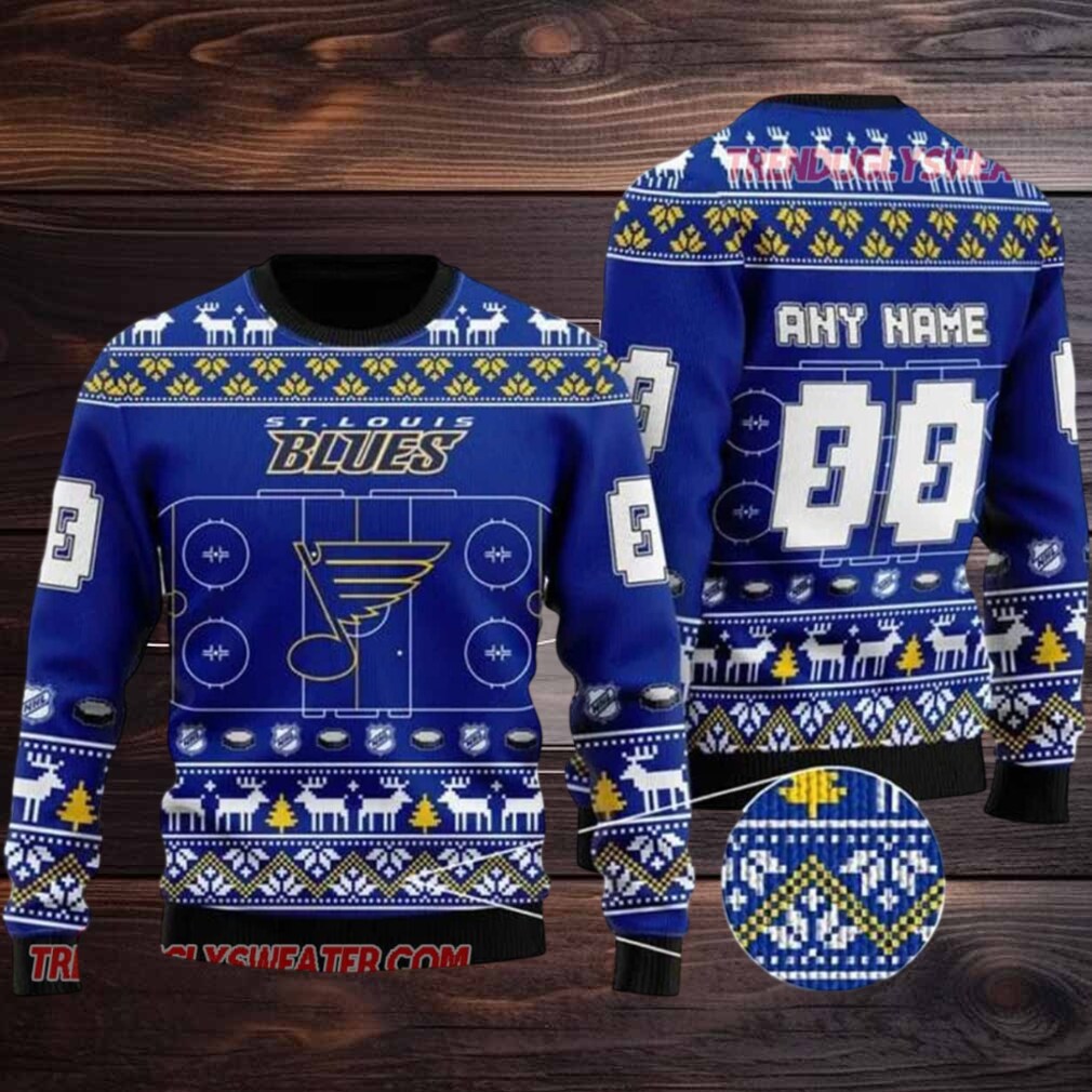 NHL St Louis Blues Winter Ice Rink Personalized Name & Number Ugly Christmas Sweater NHL St Louis Blues Winter Ice Rink Personalized Name & Number Ugly Christmas Sweater