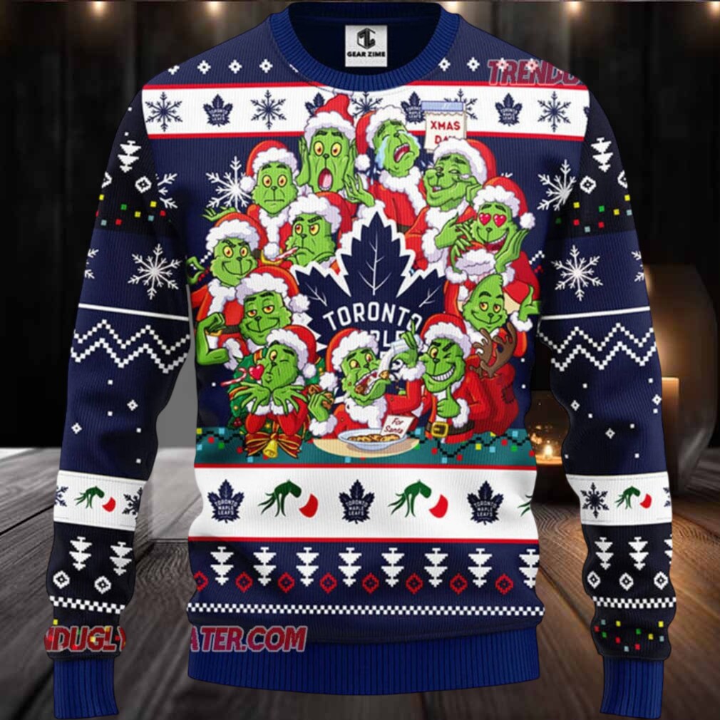 NHL Toronto Maple Leafs 12 Grinch Xmas Day Ugly Christmas Sweater NHL Toronto Maple Leafs 12 Grinch Xmas Day Ugly Christmas Sweater