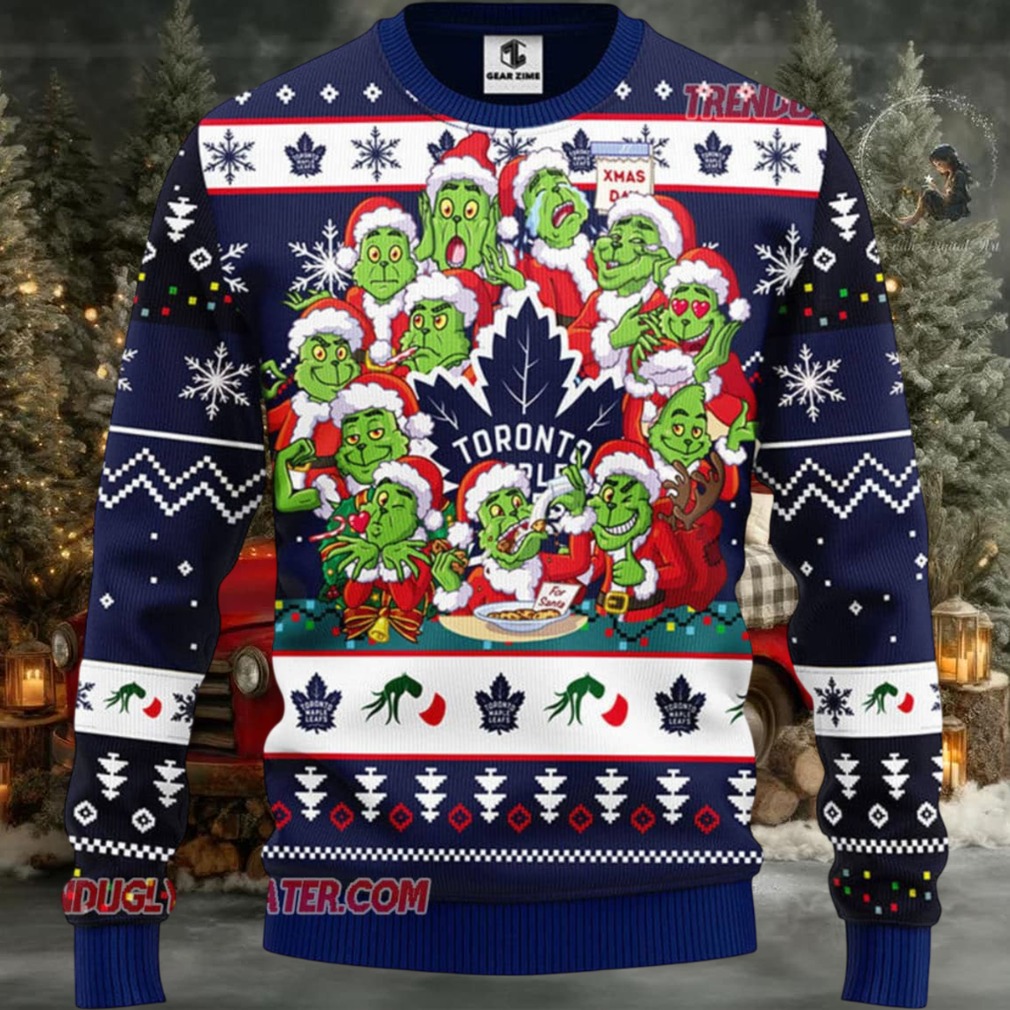 NHL Toronto Maple Leafs 12 Grinch Xmas Day Ugly Christmas Sweater NHL Toronto Maple Leafs 12 Grinch Xmas Day Ugly Christmas Sweater