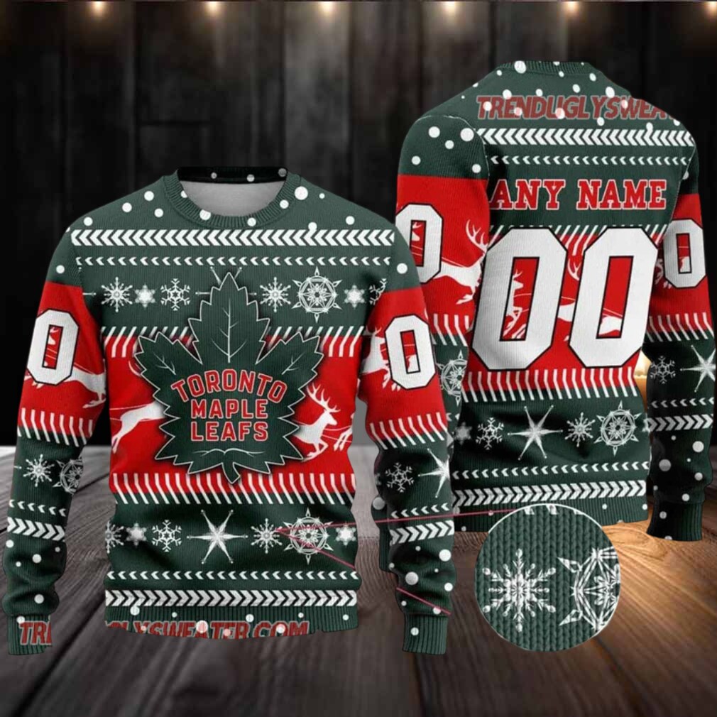 NHL Toronto Maple Leafs Personalized Name & Number Ugly Christmas Sweater NHL Toronto Maple Leafs Personalized Name & Number Ugly Christmas Sweater